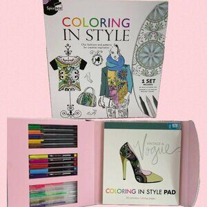 Spice Box Brush Top Markers/Pens 50 Page Pad Coloring in Style Kit (Fashion)